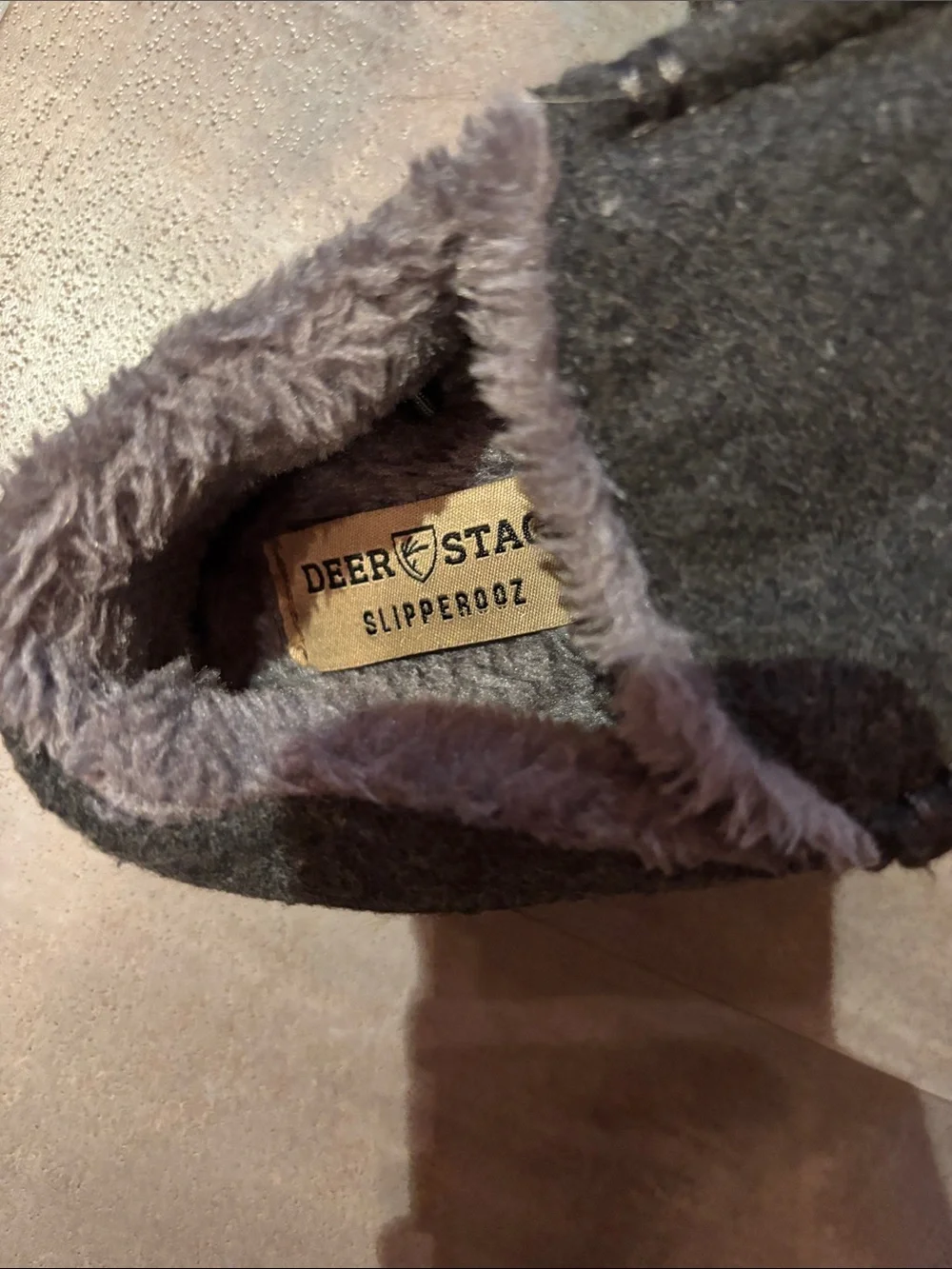 Deer Stags Kids Dark Gray Fleece-Lined Slip-Ons size 3